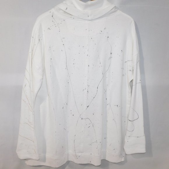 Sea Breeze of California Womens L White Gold Silver Paint Splatter Cowlneck Top - Picture 10 of 12
